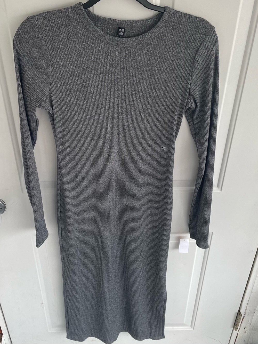 Uniqlo Heather Gray Ribbed Long Sleeve Bodycon Dress Size XS NWT